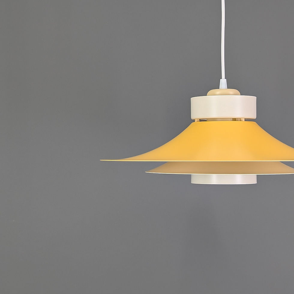 Thumbnail: Scandinavische Horn lamp uit de jaren 80 in gele tinten