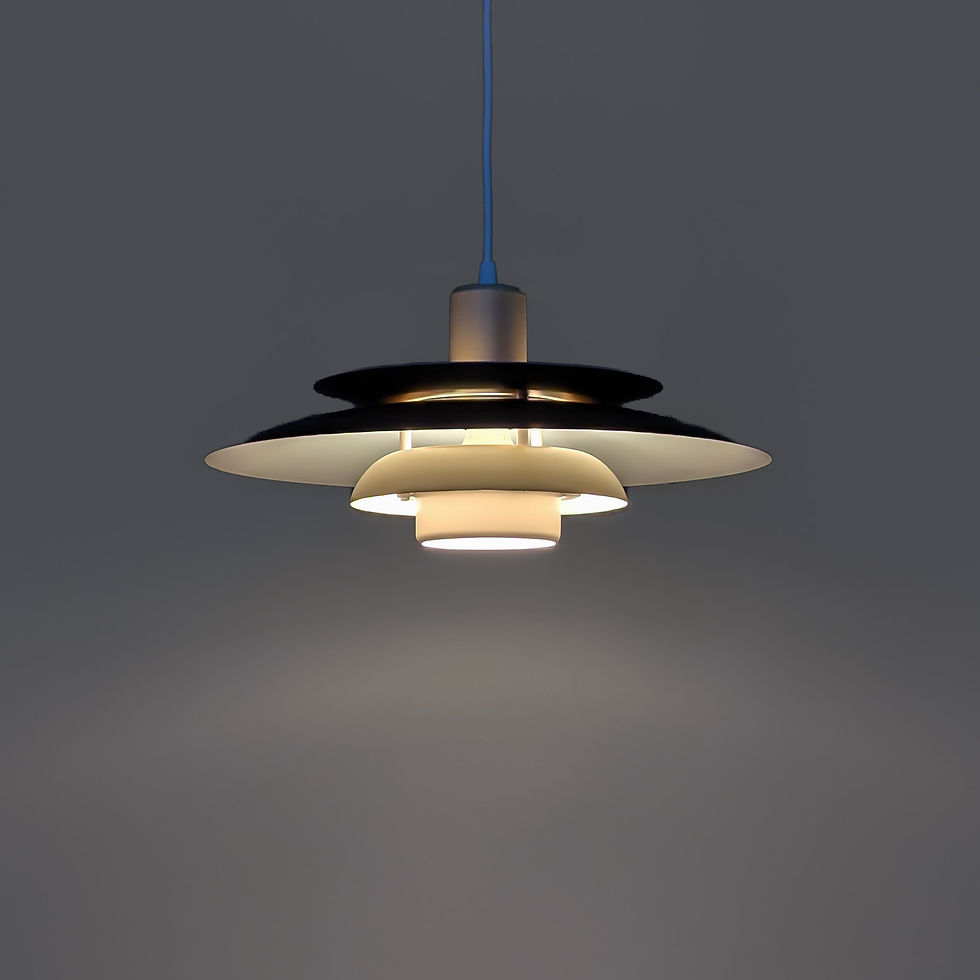 Thumbnail: Lyskaer 4756 vintage Scandinavische hanglamp in bruin en beige – Ø42 cm