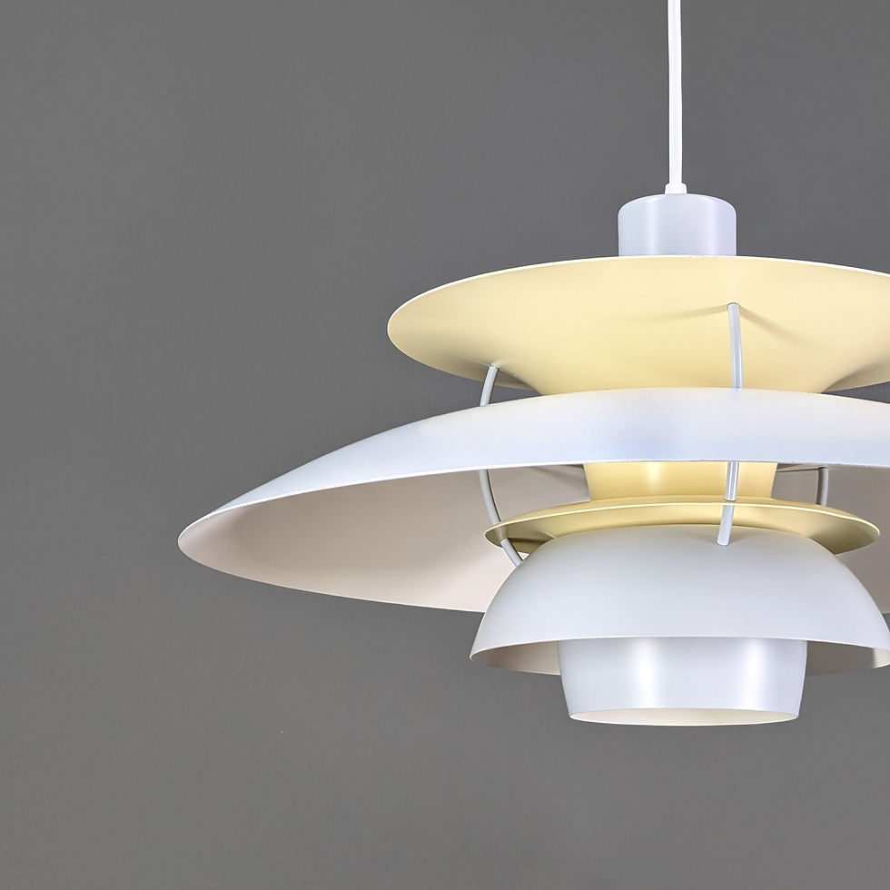 Thumbnail: PH 5 Louis Poulsen Lamp – Iconisch Deens Design - Grey en Butter yellow