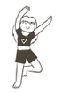 Little cartoon character with a smily face performing yoga