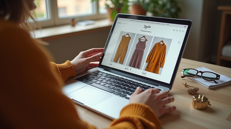 High angle view of a stylish online shopping interface featuring trendy clothing