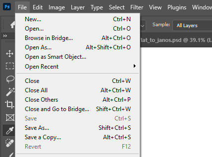 File menu