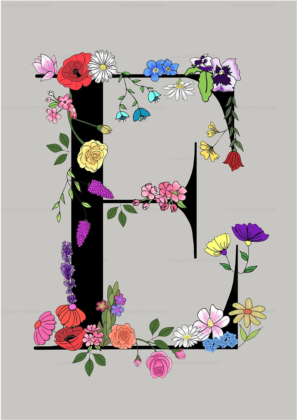 Thumbnail: Flower initial print - A4 - framed options available