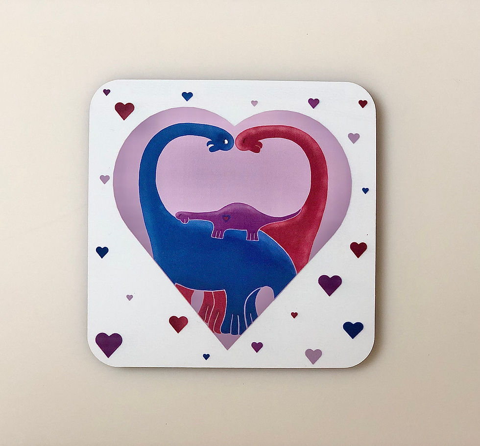 Thumbnail: Happy Valentine’s Day Mamasaurus / Dadasaurus card + coaster set