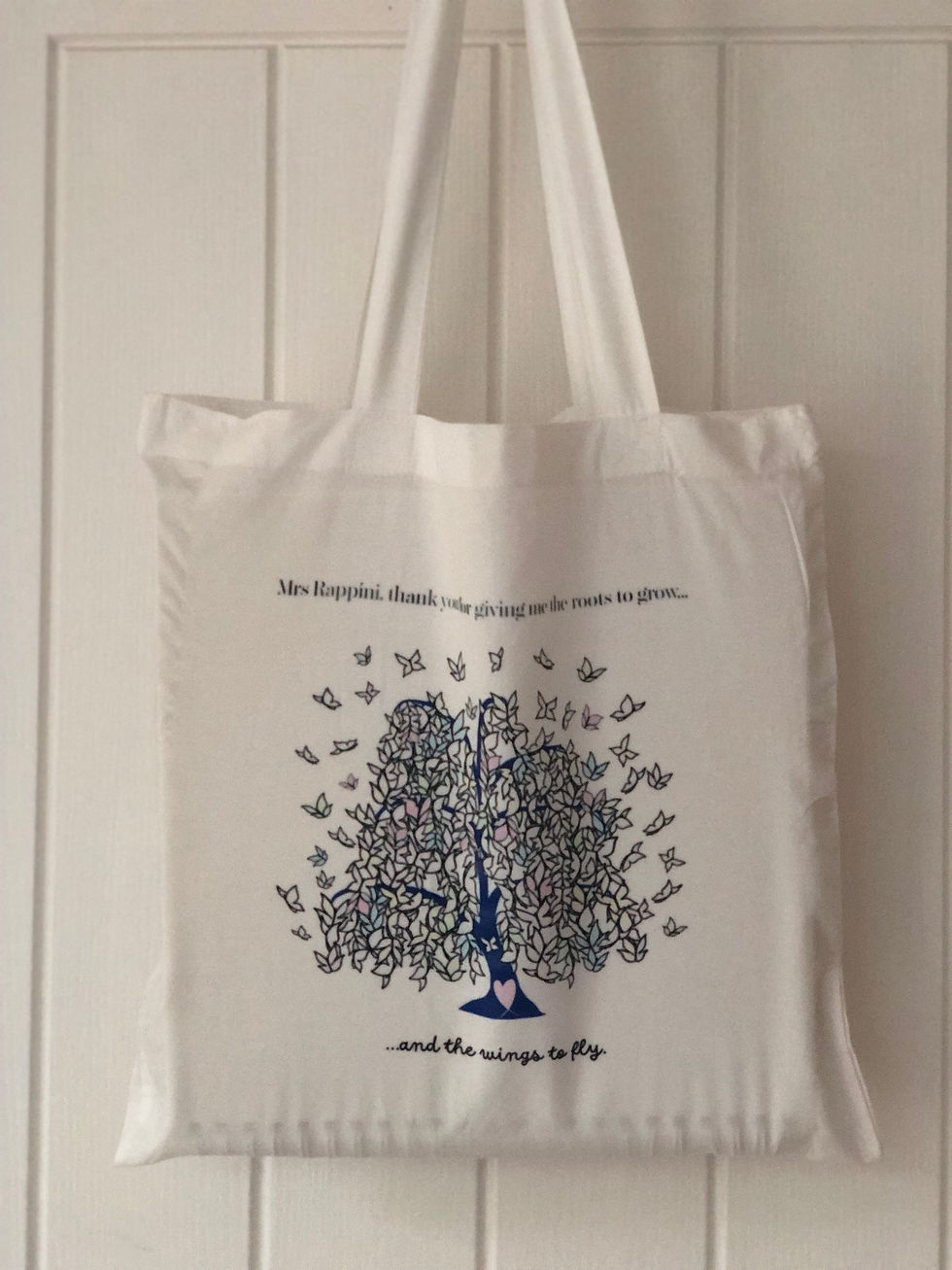 Thumbnail: Thank you teacher/keyworker tote bag - butterfly tree personalised tote