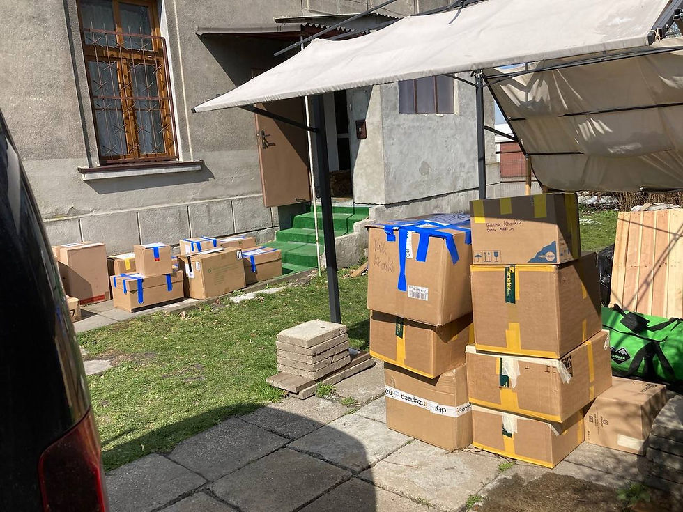 Our packages in one of our transfer hubs in Poland before they get further delivered to Charkiw