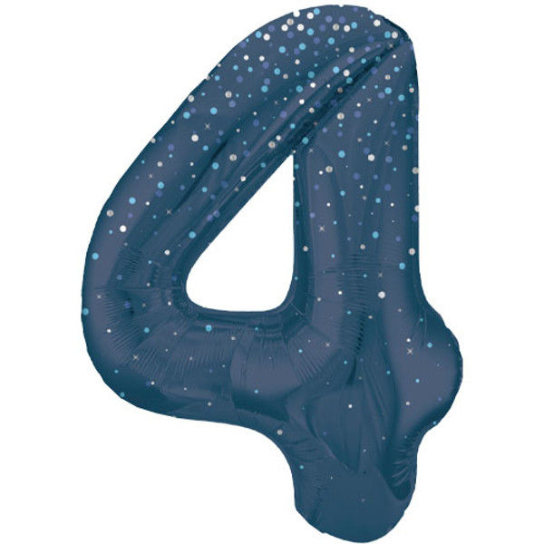 Thumbnail: Personalised Blue Glitz 34" Air-Filled Number Balloon Bouquet