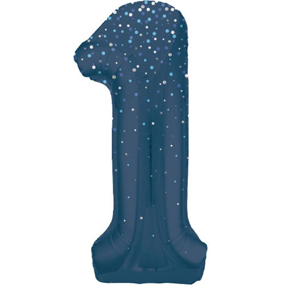 Thumbnail: Personalised 34 inch Blue Glitz Number Balloon