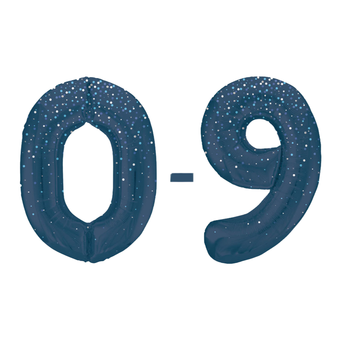 Personalised Blue Glitz 34" Air-Filled Number Balloon Bouquet