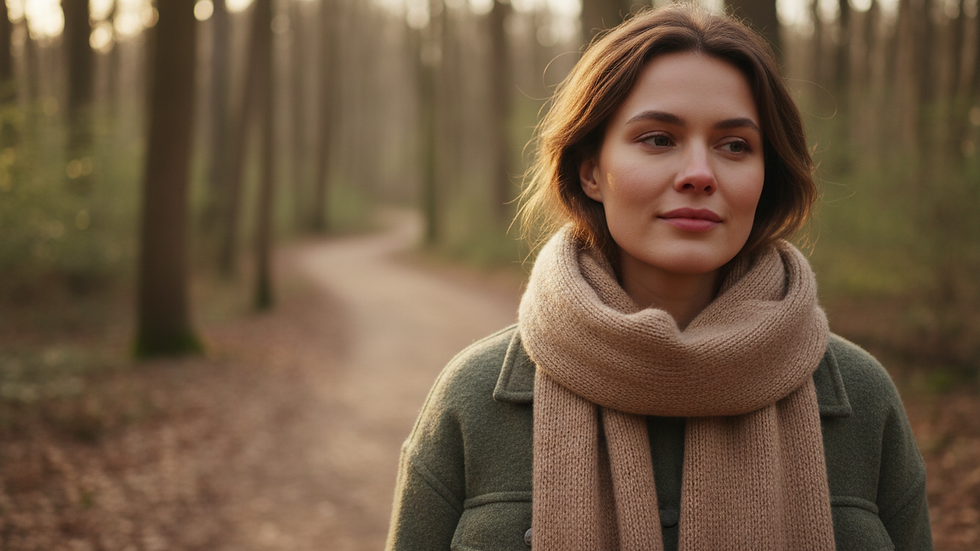 Close-up view of a person walking on a forest trail