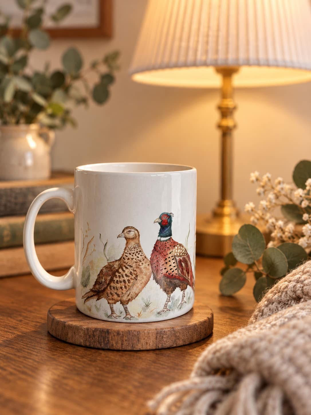 Pheasants Mug Gift UK | Cosy Wildlife Coffee Mug for Animal Lover