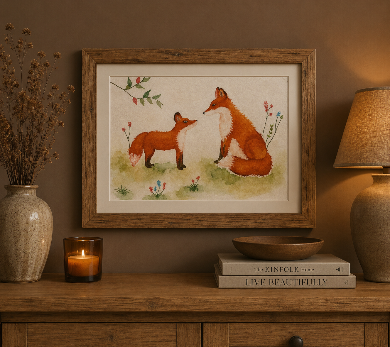 “Hush, Little Fox” A5 Print | Illustrated Woodland Fox Wall Art UK