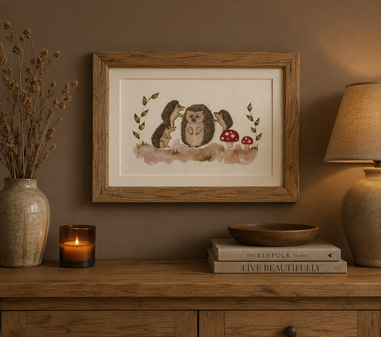 "Hoglet Hollow” A5 Print | Illustrated Woodland Hedgehog Wall Art UK