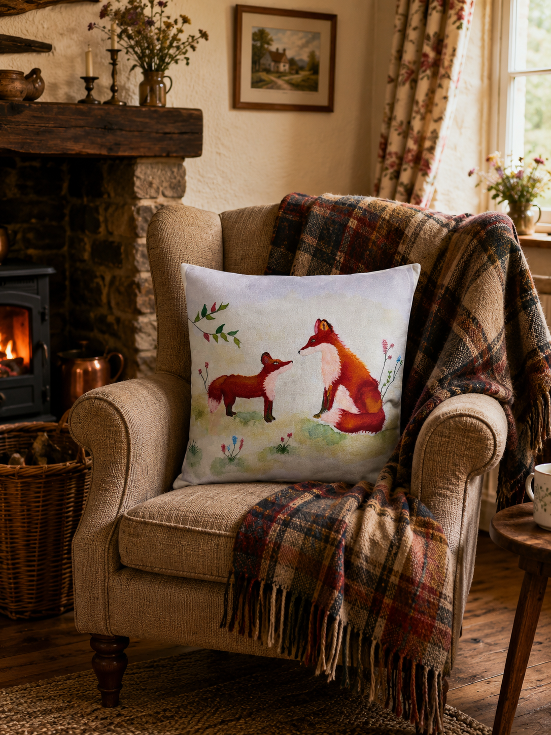 Soft Feel Cushion Cover Fox | Luxury Plush Home Decor Cushion Case UK
