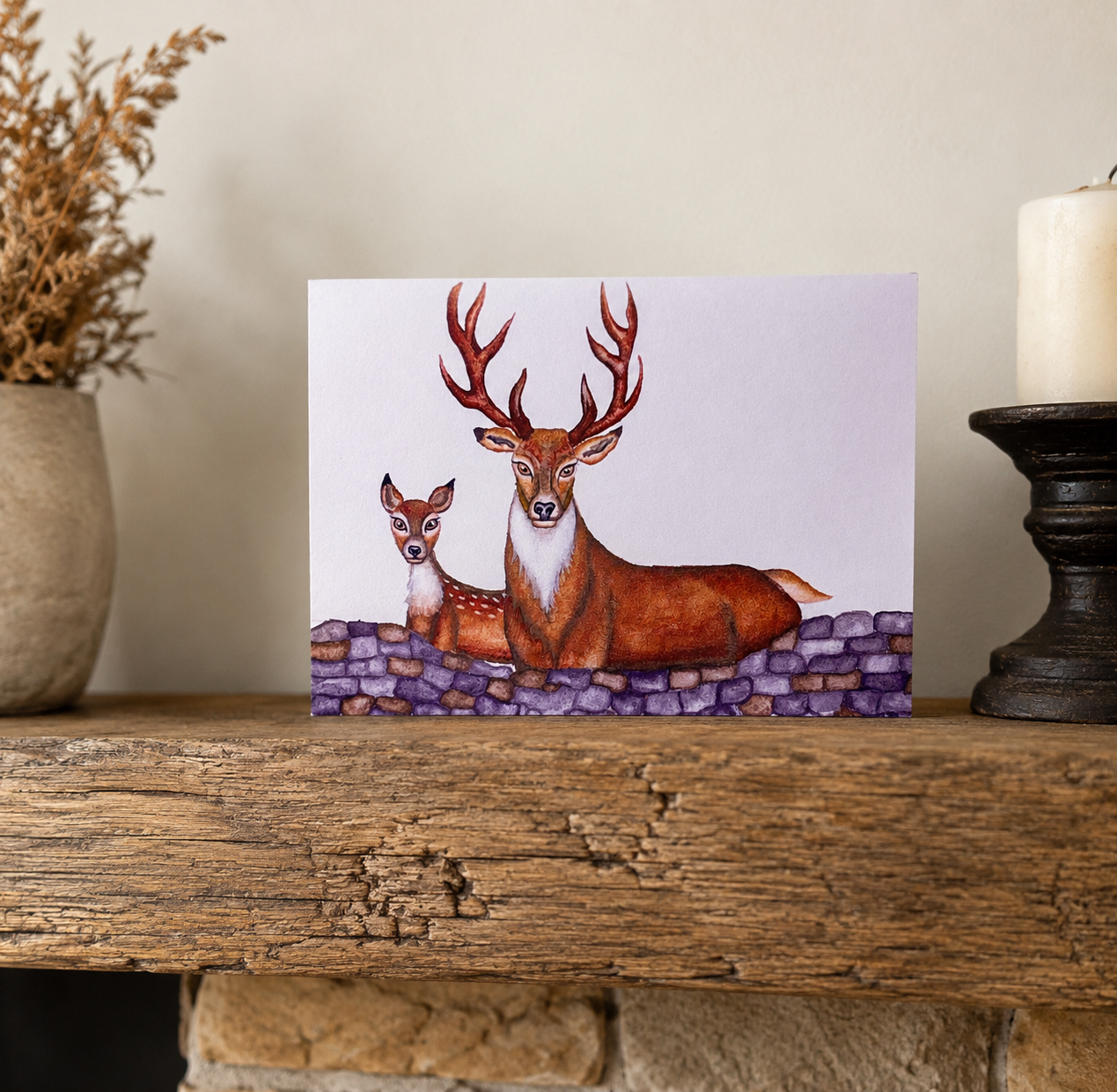 Hand Illustrated Deer Greeting Card | Woodland Animal Art Card UK
