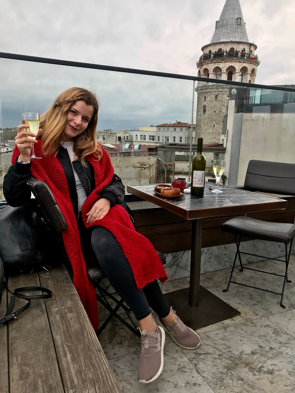 Wine and the Galata Tower View
