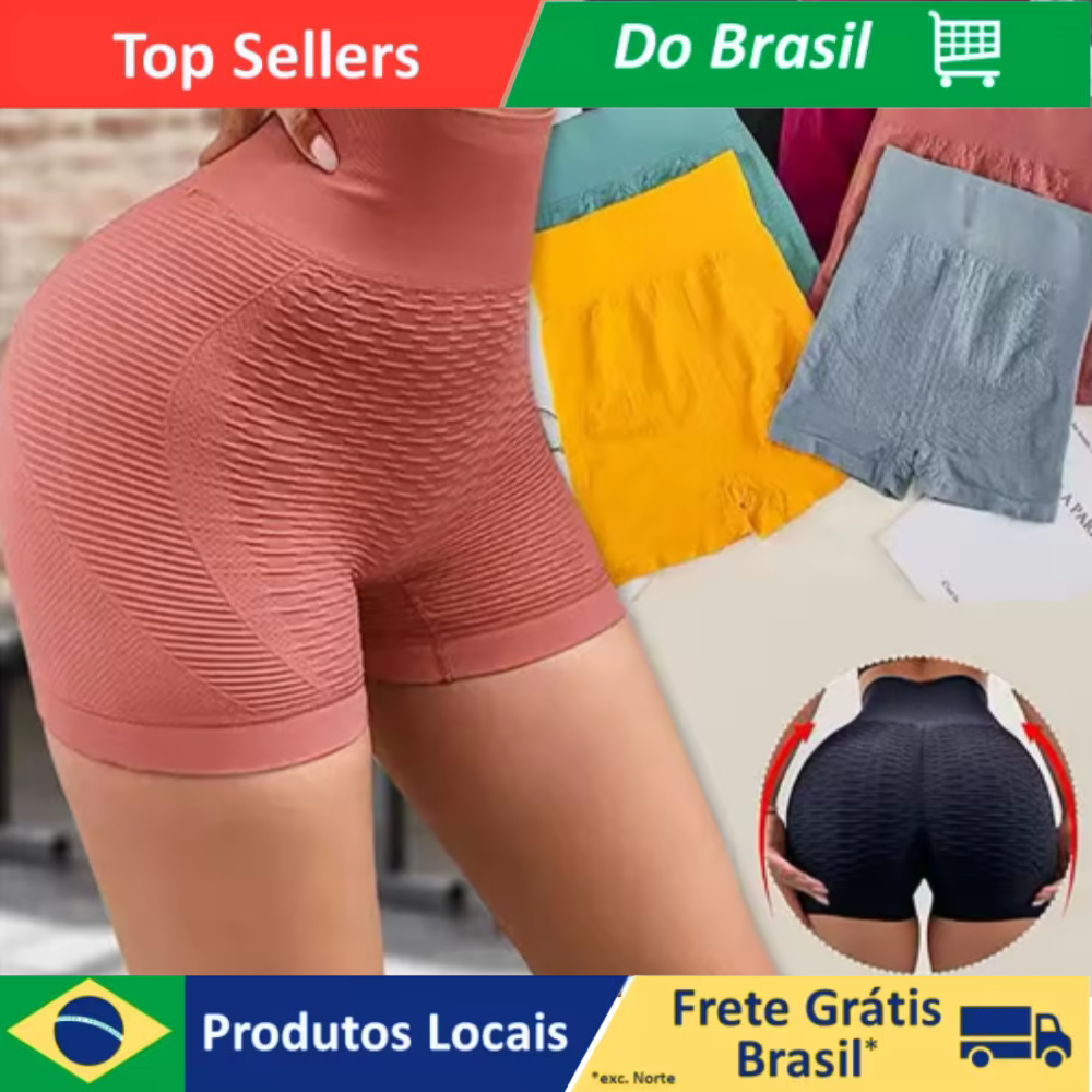Short Calcinha Encolhe e Diminui Bucho e Barriga Feminino Cintura Alta Modelador