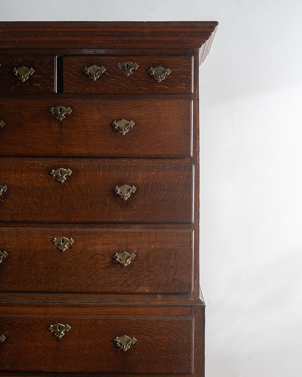 Thumbnail: A Georgian oak chest on chest