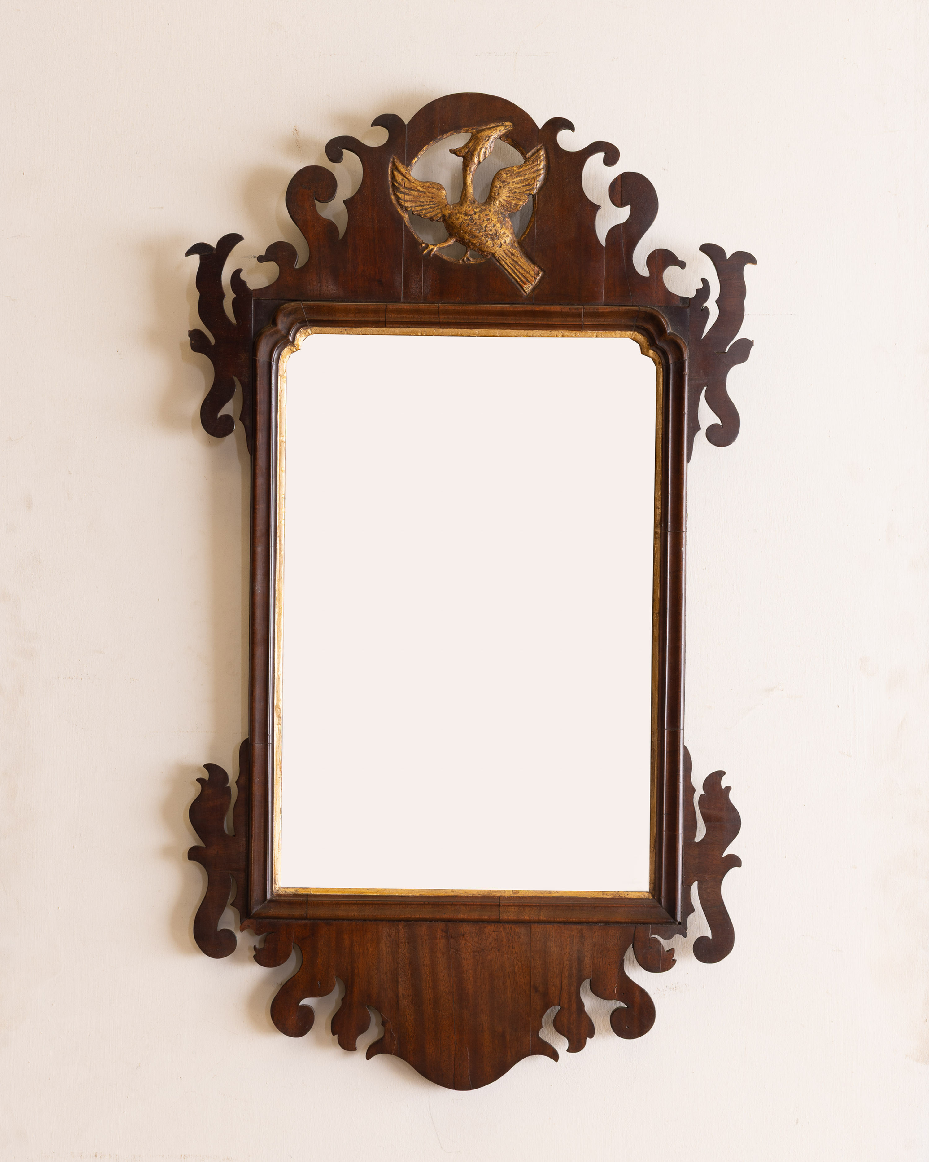 A Georgian mahogany fretwork mirror