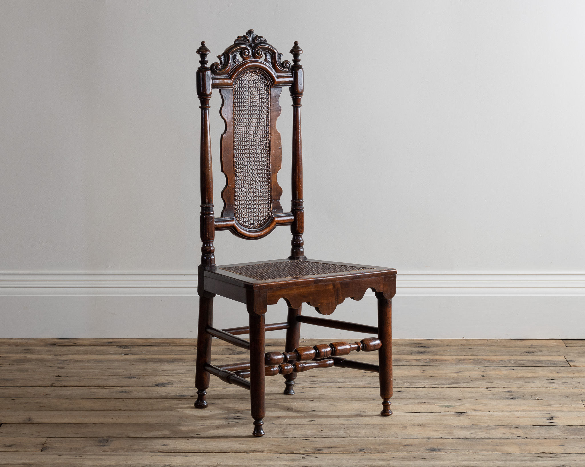 A William and Mary fruitwood side chair