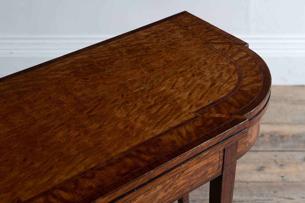 Thumbnail: A George III satinwood and cross-banded card table