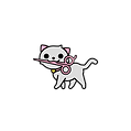 The felines and friends small grey and pink logo cat