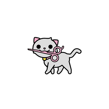 The felines and friends small grey and pink logo cat