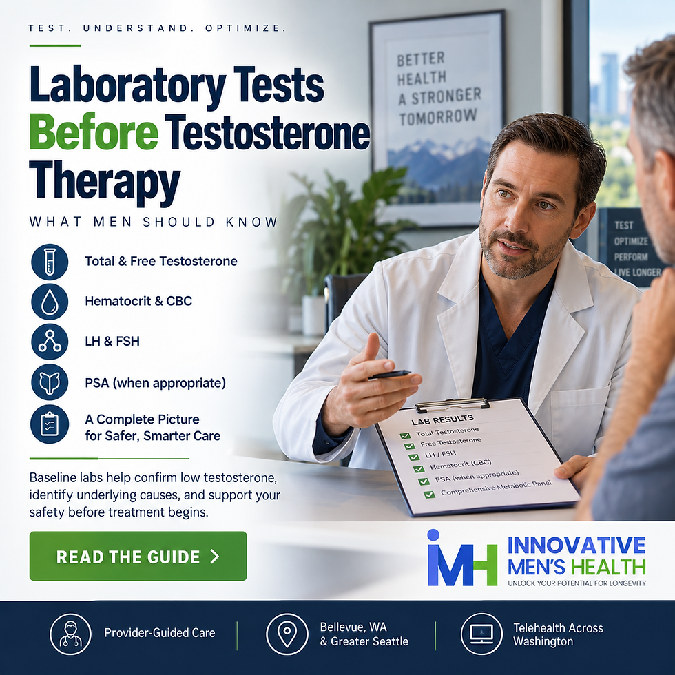 Provider discussing laboratory testing before testosterone therapy with a male patient