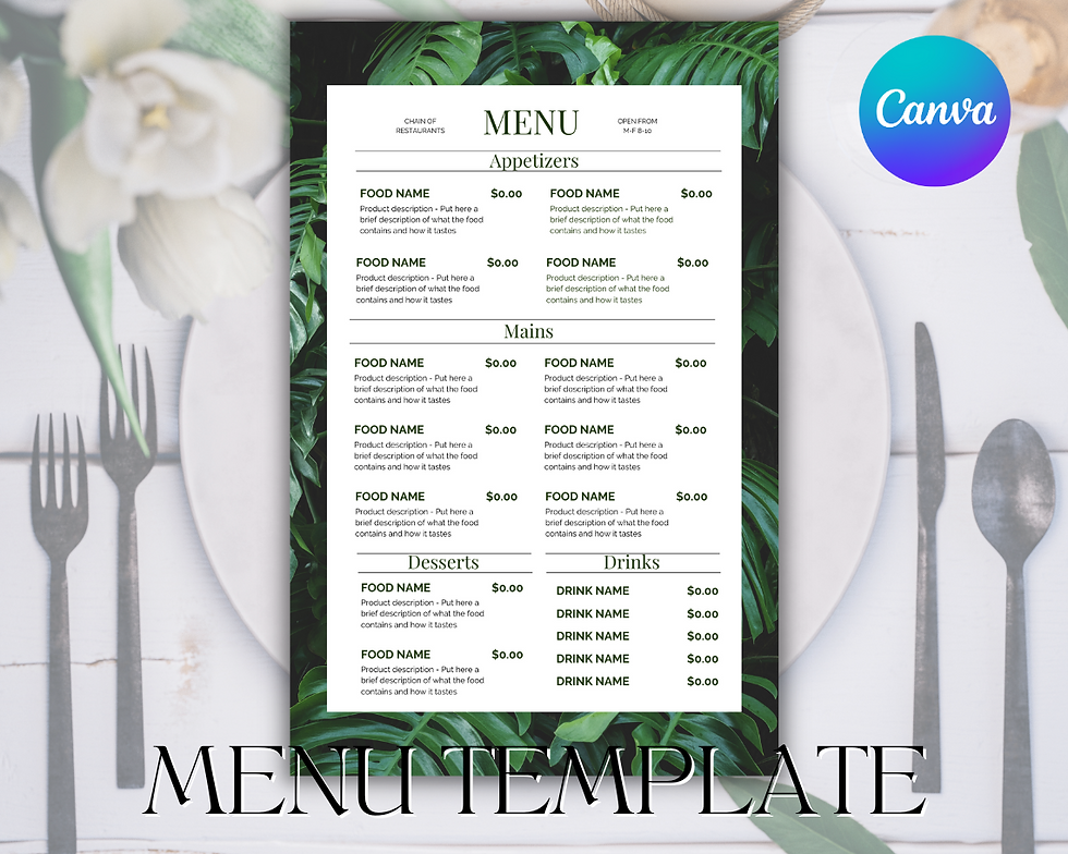 Green menu template