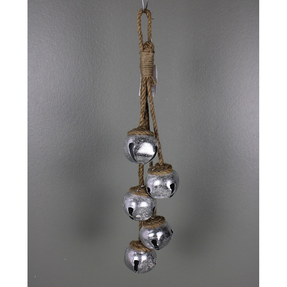 20" Silver Bell Hanging Ornament Cluster, each