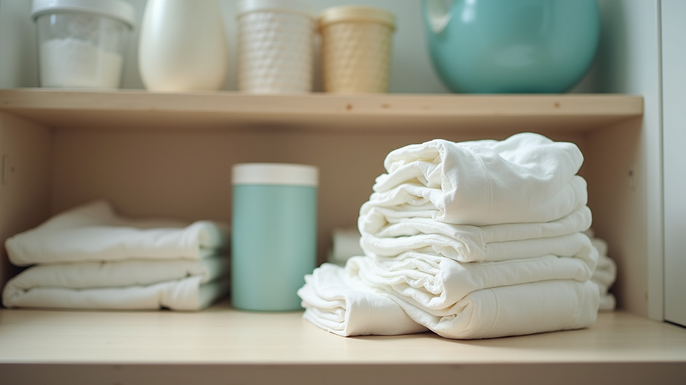 Eye-level view of organized diaper station with baby essentials