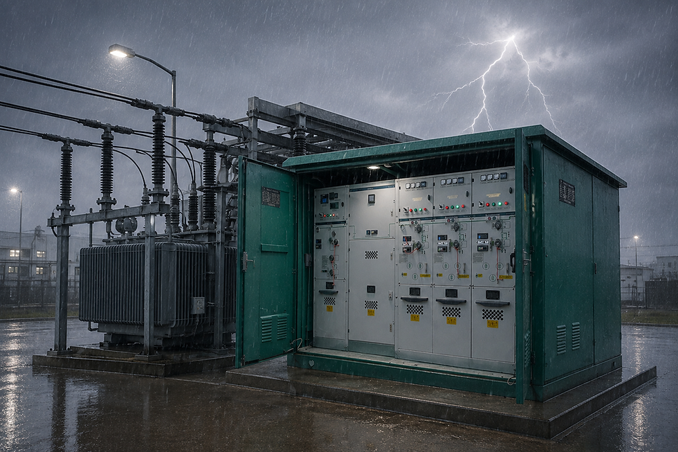 Subestación eléctrica en temporada de lluvias