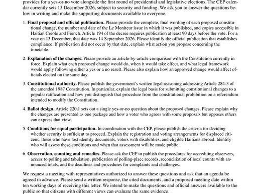 Request for Documents and Clarification on the Constitutional Vote