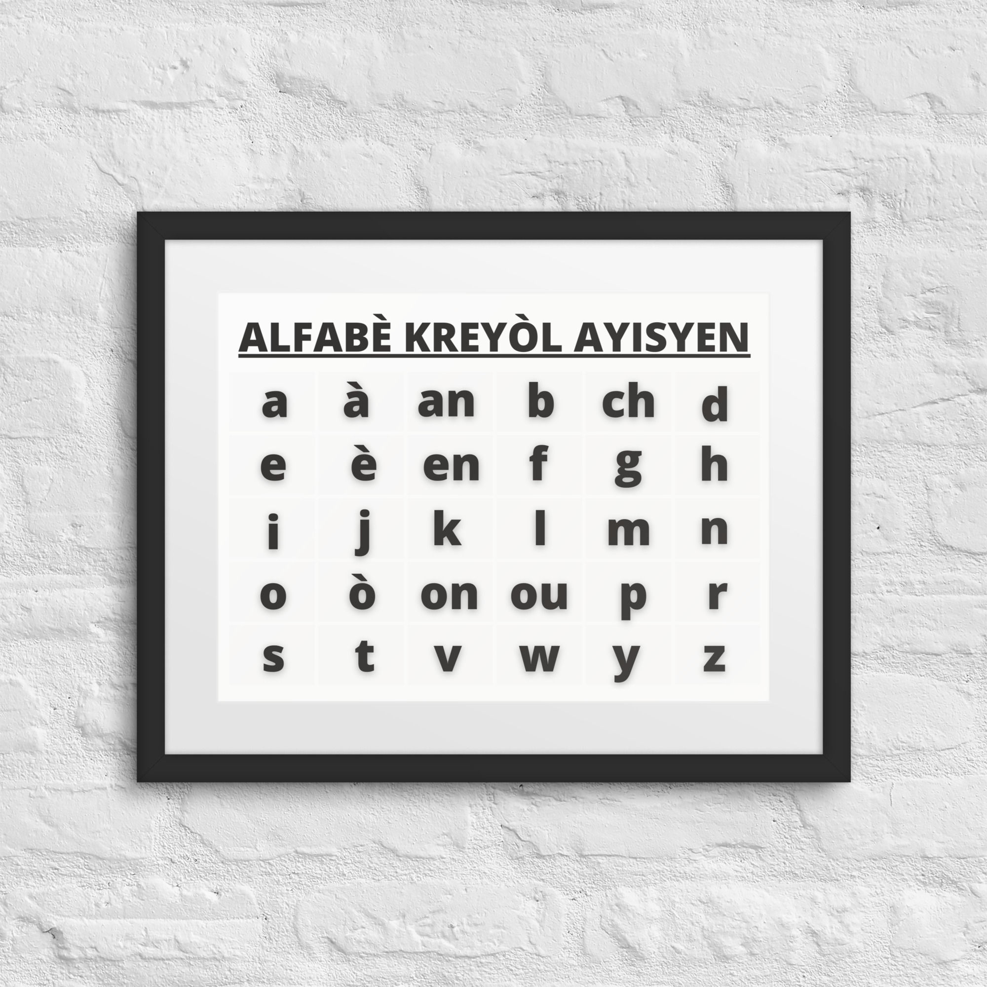 ALFABÈ KREYÒL AYISYEN: 16″×20″