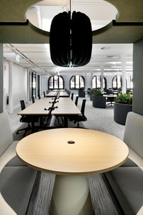 Contemporary open-plan office interior with shared work tables and meeting seating.
Modern commercial office interior on George Street, Sydney, featuring open-plan work tables, meeting booths, and arched windows.
Contemporary commercial interior on George Street, Sydney, showcasing open-plan workstations, soft meeting booths, arched windows, and integrated lighting.
A refined commercial office interior on George Street, Sydney, with long shared work tables, soft meeting booths, sculptural lighting, and arched windows that bring natural light into the space.
Modern open-plan office interior with meeting booths and shared tables.