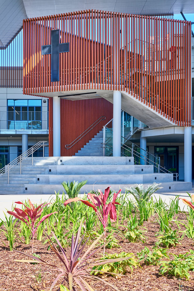 staircase, Ampitheater, cross catholic school, primary school, school yard, school buildings, gardens 