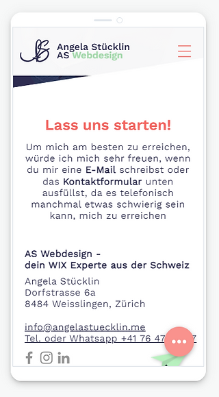 Wix Schnellaktionsleiste unten rechts