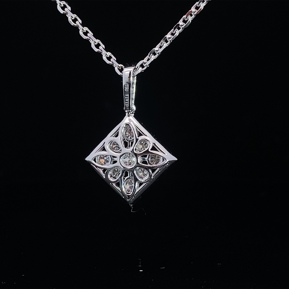 Thumbnail: Vintage 18k square white gold pendant