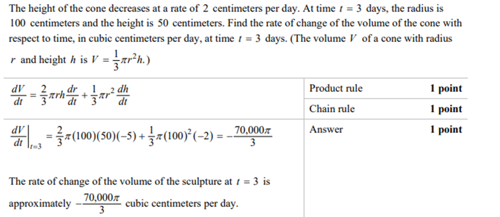 ap calc exam unit 4 related rates answer