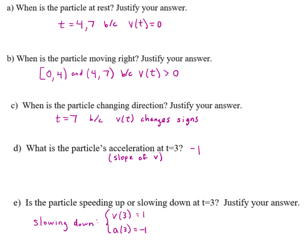 Particle Motion answers Unit 4 review ap calculus