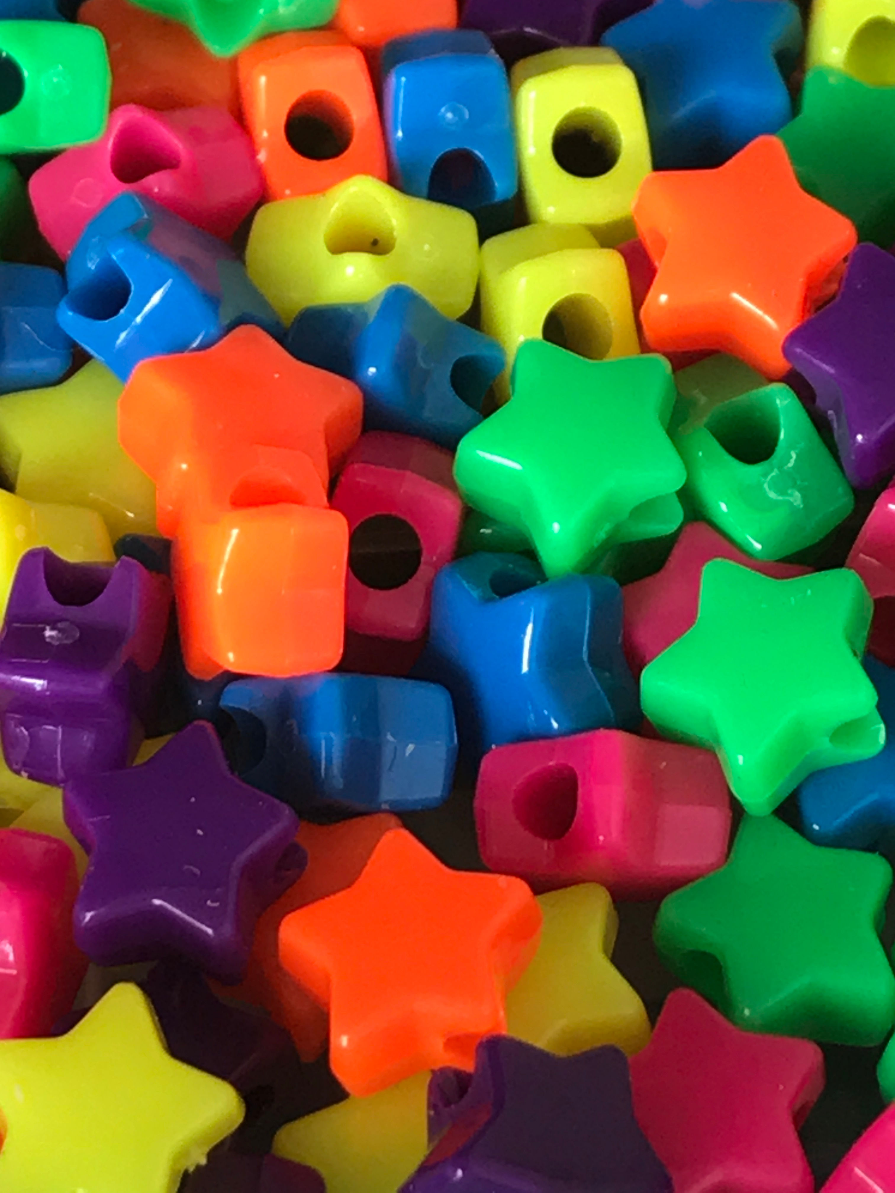 25 Neon Star Beads