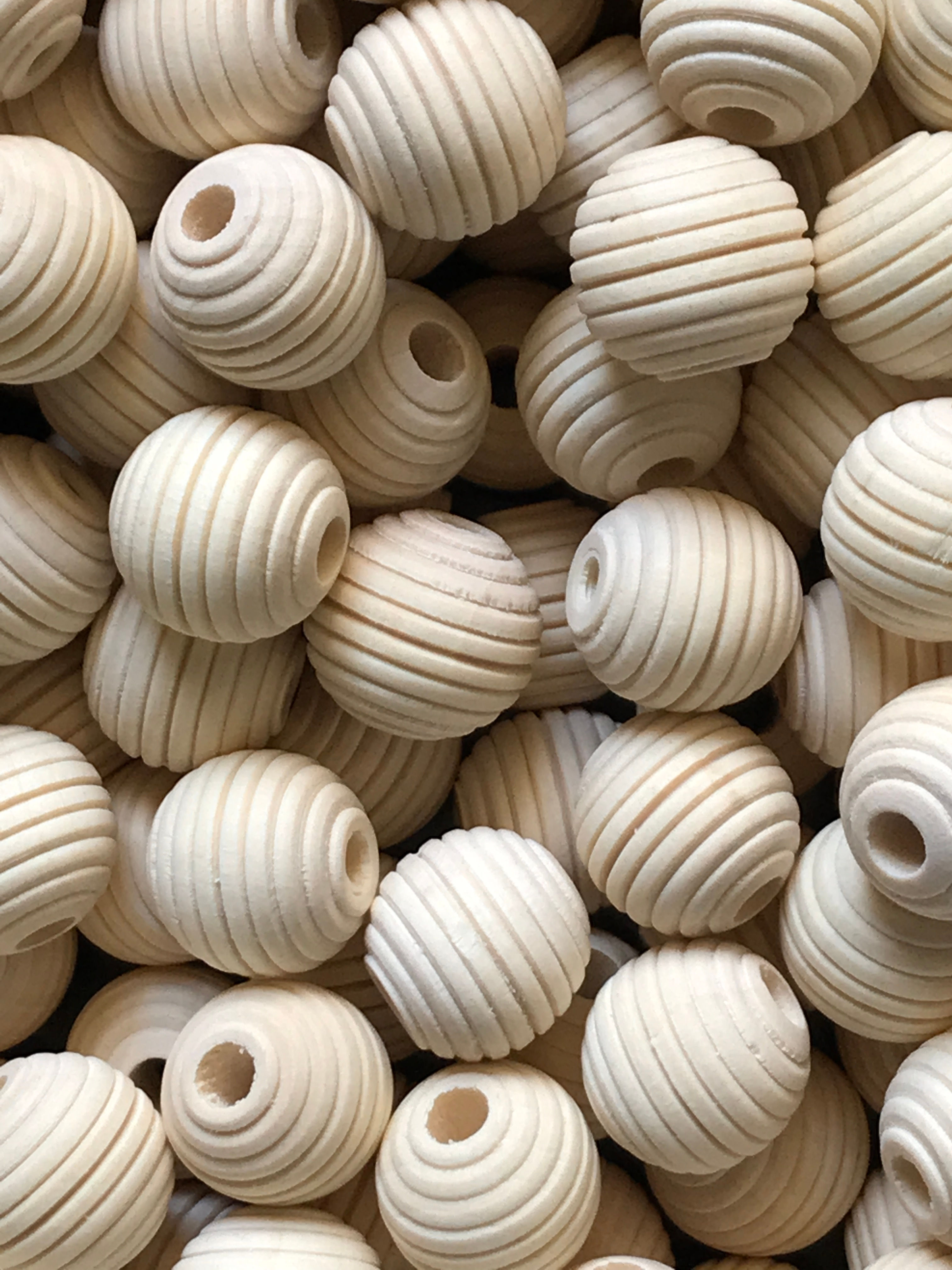 10 Natural Wooden Beehive Beads Toy Parts Beads
