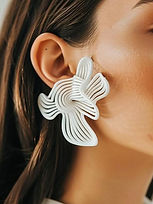 Eclipse Flow 3D-Printed Earrings – Lightweight Statement Jewelry _ Black, White, Beige, Re