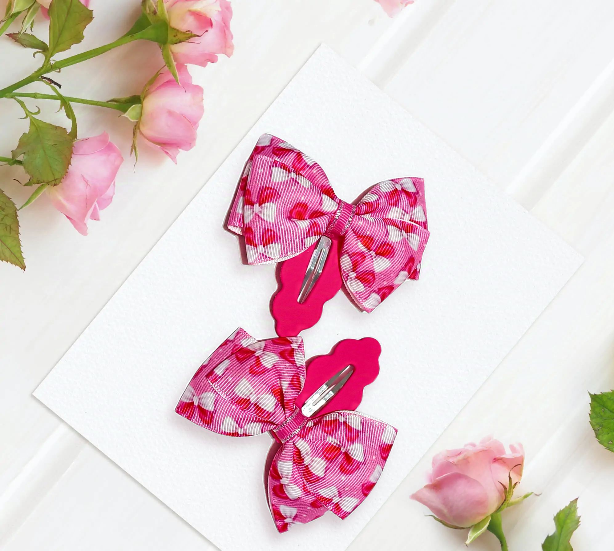 Šnalice za kosu - roze mašnice