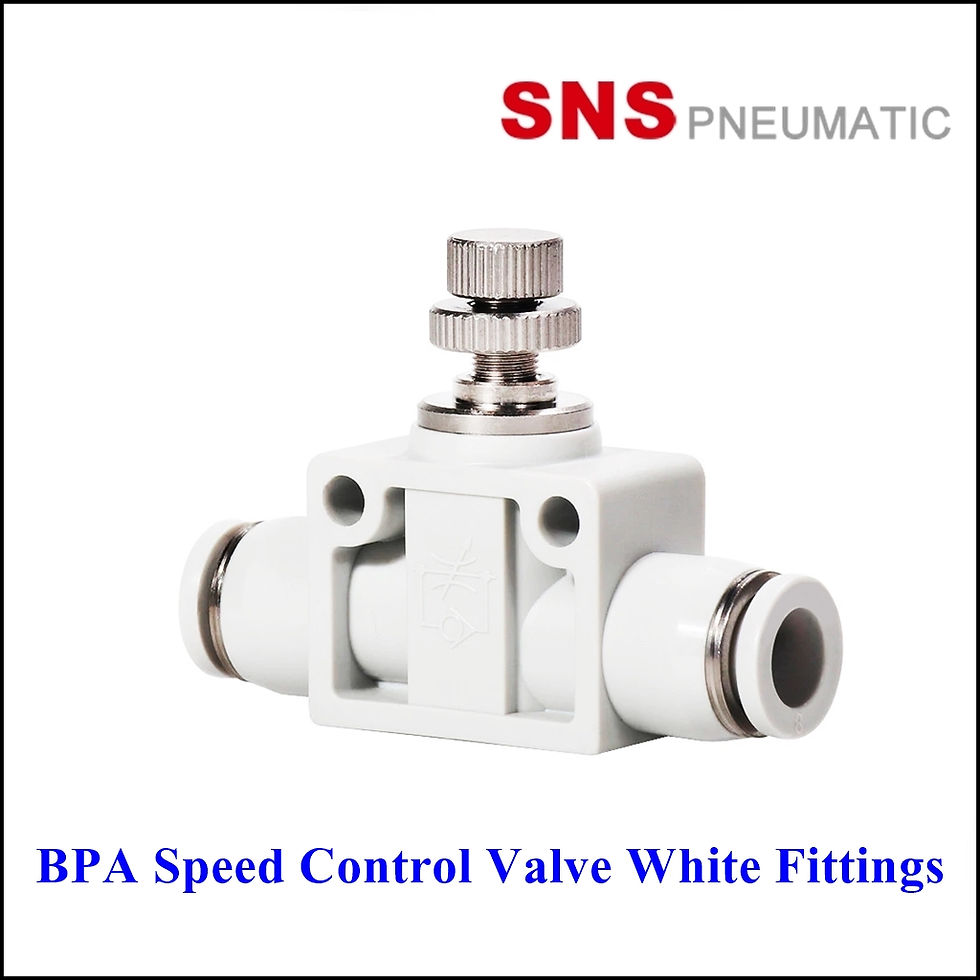 SNS BPA Speed Control Valve White Fittings - ข้อต่อปรับลมเสียบสายสองด้านตัวสีขาว