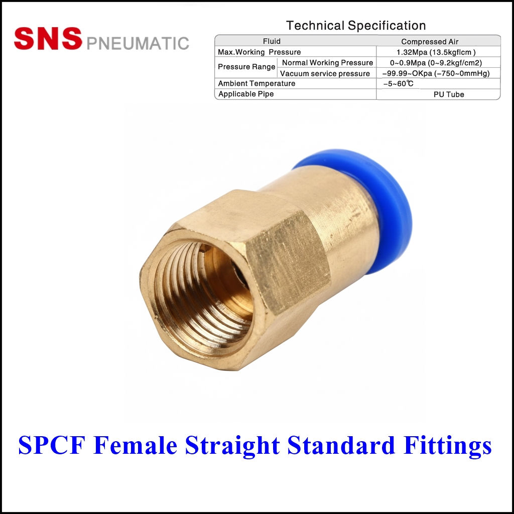 SNS SPCF Female Straight Standard Fittings - ข้อต่อลมนิวเมติกส์แบบต่อตรงเกลียวใน
