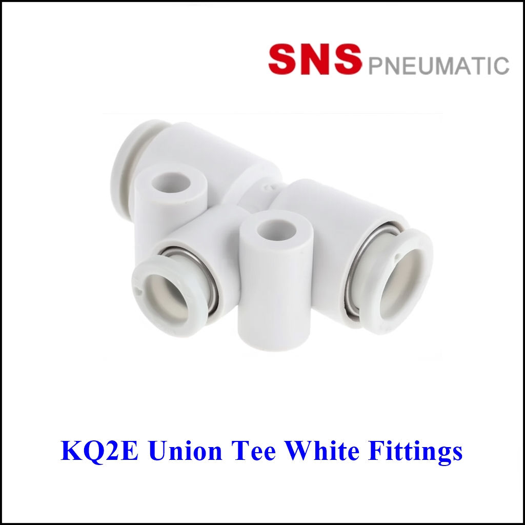 SNS KQ2E Union Tee White Fittings- ข้อต่อลมนิวเมติกส์สีขาวแบบสามทางขนาดเท่ากัน