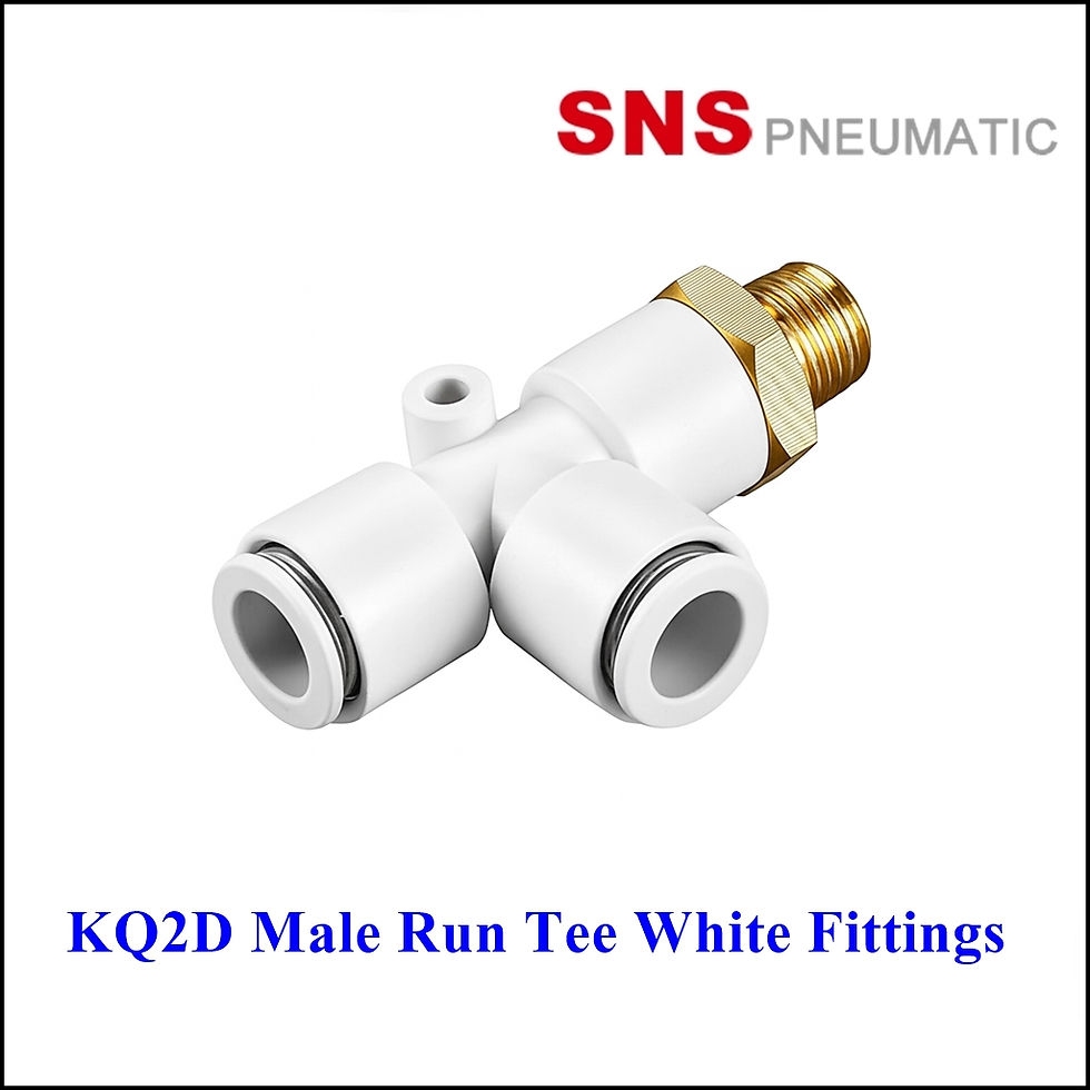 SNS KQ2D Male Run Tee White Fittings - ข้อต่อลมนิวเมติกส์สีขาวแบบ 3 ทางเกลียวนอก
