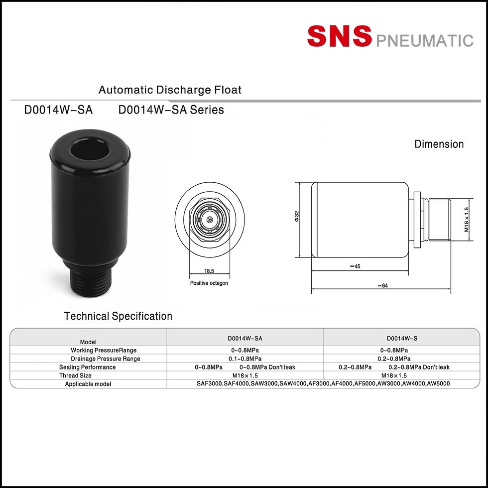 ภาพขนาดย่อ: SNS D0014W-SA Automatic Discharge Float - ลูกลอยตัวออโต้เดรนชุดกรองลมนิวเมติกส์