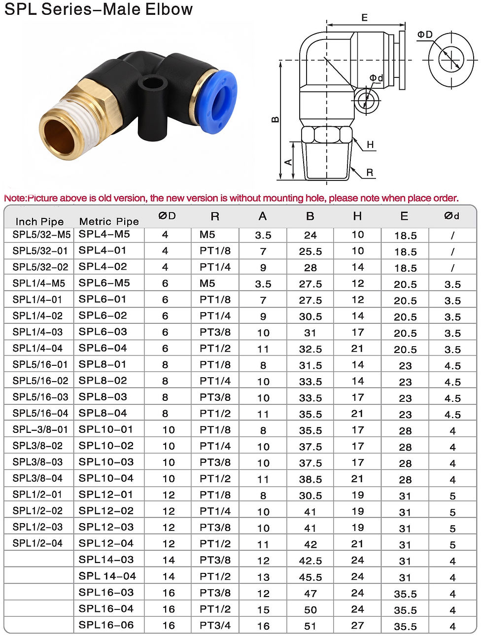 ภาพขนาดย่อ: SNS SPL Male Elbow Standard Fittings - ข้อต่อลมนิวเมติกส์ แบบ งอ 90 เกลียวนอก